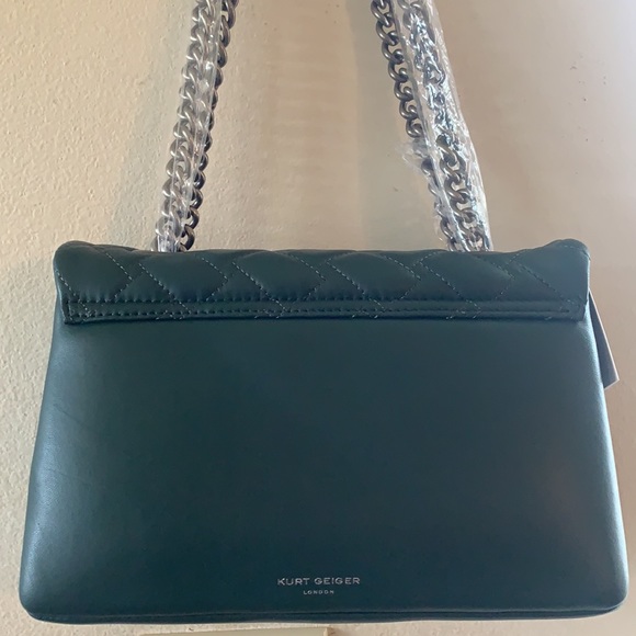 KURT GEIGER LONDON KENSINGTON LEATHER LEATHER SHOULDER BAG IN TEAL - Picture 11 of 14